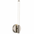 Satin chrome LED wall light with a slim vertical design and integrated LED, mounted on a wall.
