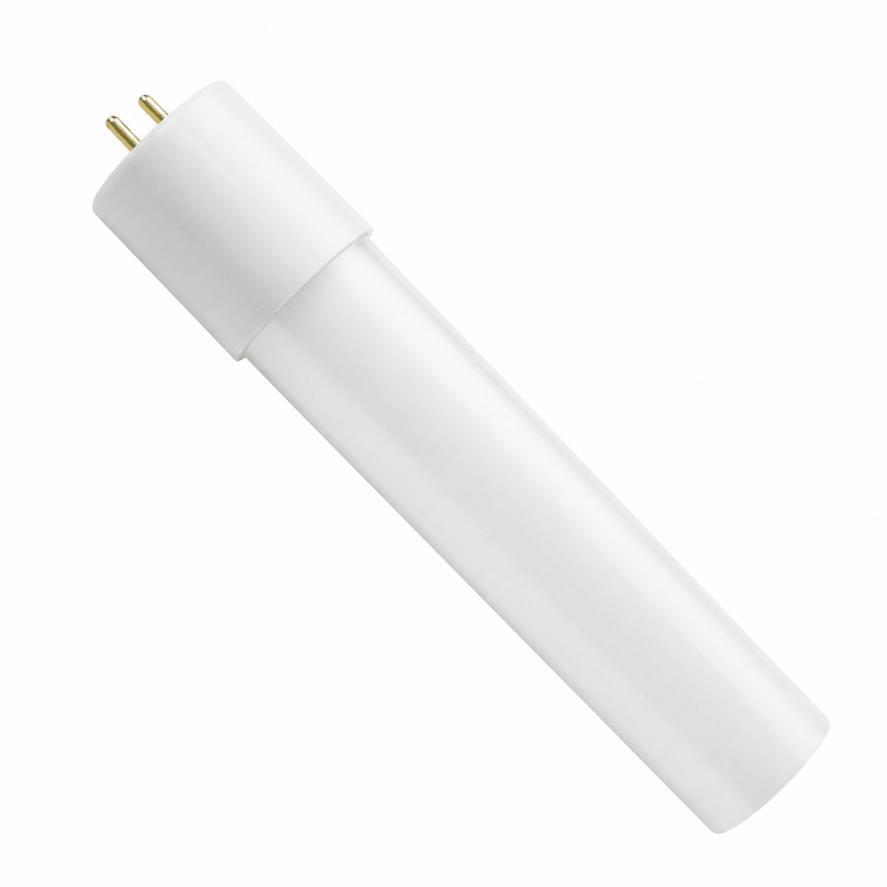 LED T8 tube light, 600mm length, featuring a white finish and two pin connectors.