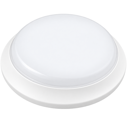 White Plastic LED Bulkhead Light, 17W, 85–265VAC, Daylight