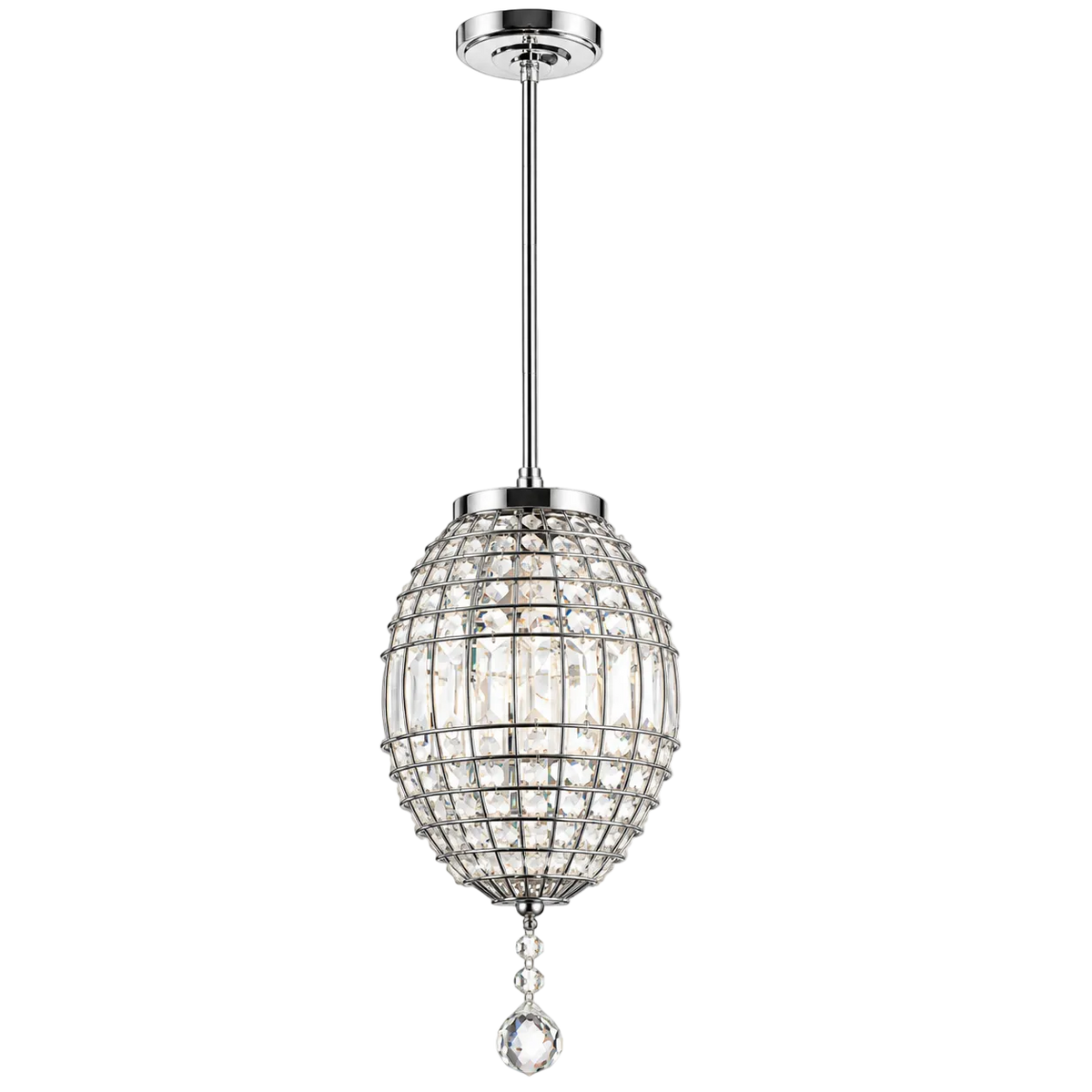 Polished Chrome Pendant with Clear Acrylic Crystals