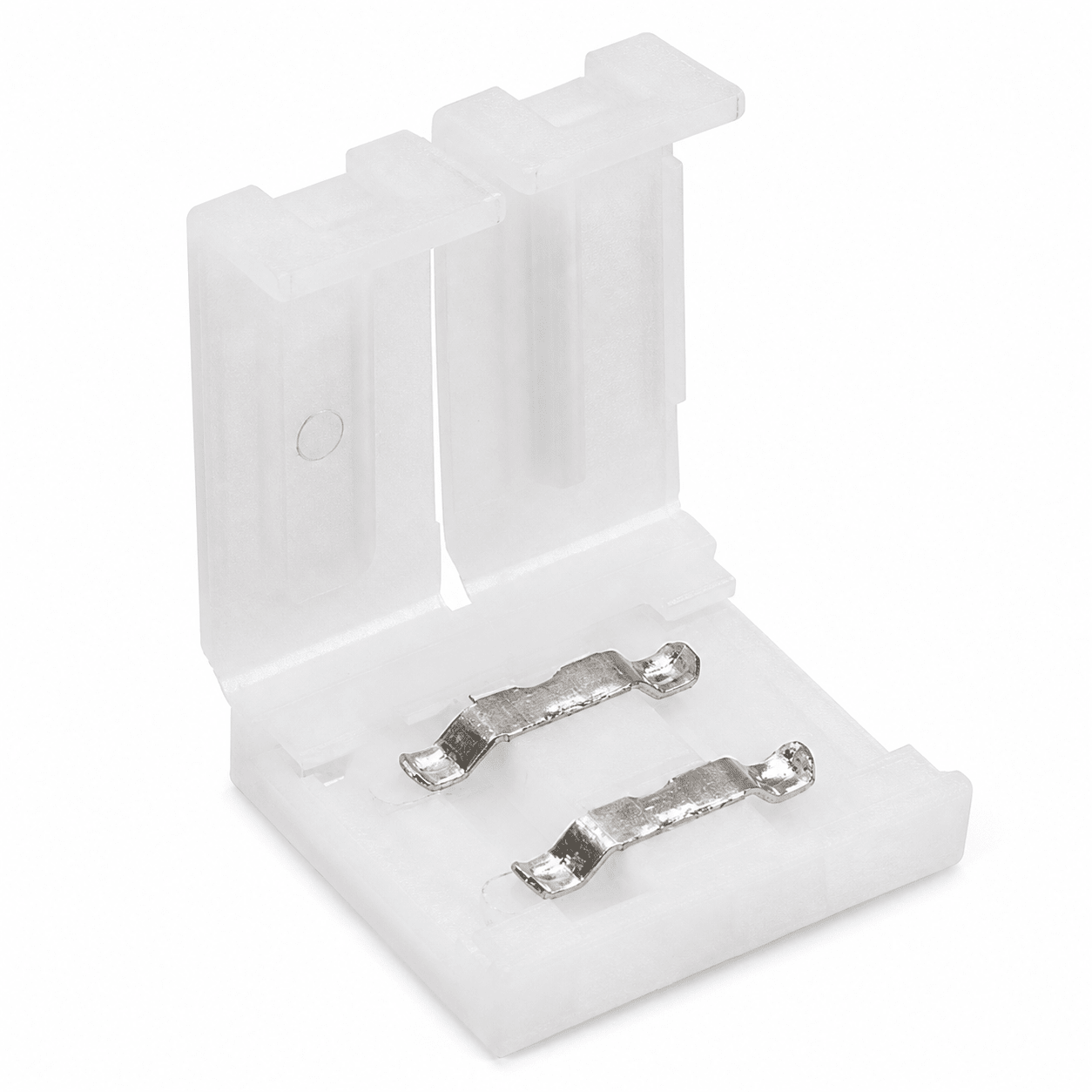 Solderless snap connector for 5050 Single-colour & Grow LED strip lights, featuring a compact design.