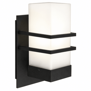 Castle Black Outdoor Wall Light - Frosted Glass
