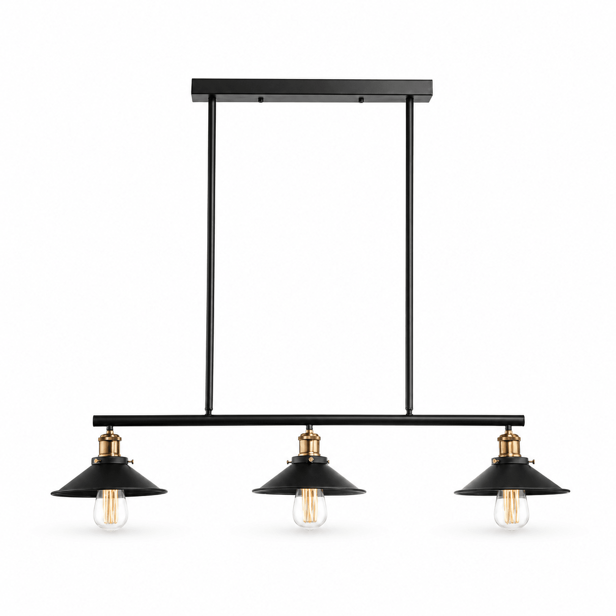Haley Trio Black & Brass Pendant Light