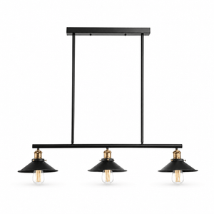 Haley Trio Black & Brass Pendant Light featuring three shades with a sleek black and brass design.