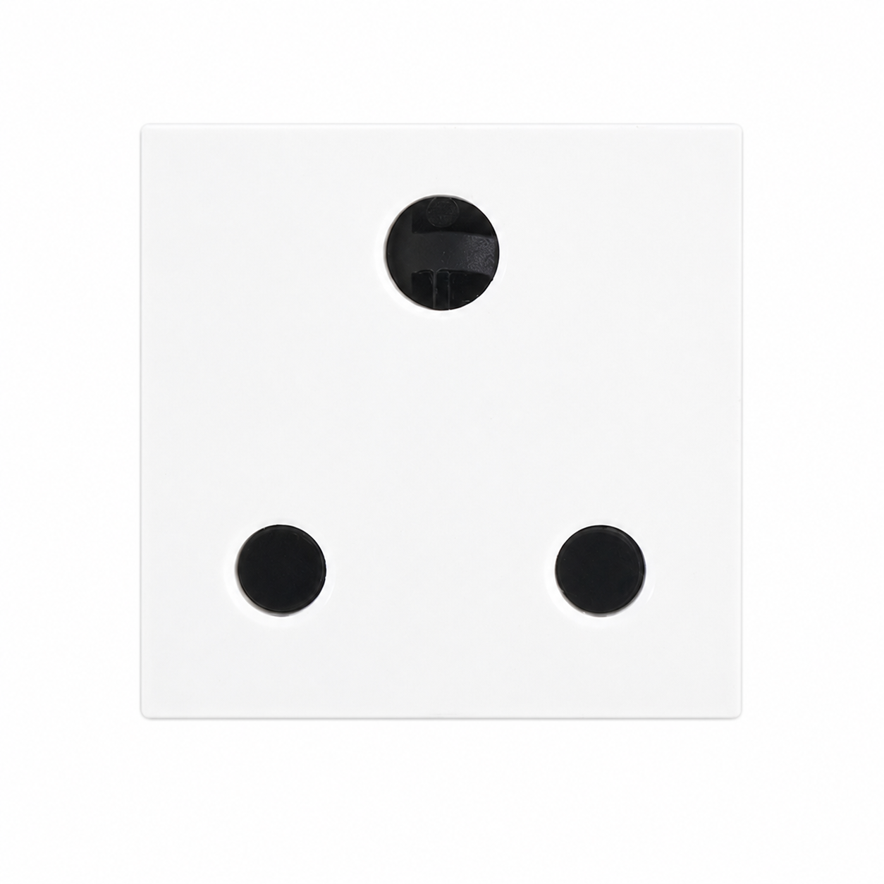 White 16A RSA socket module with three black sockets, designed for modular installations.