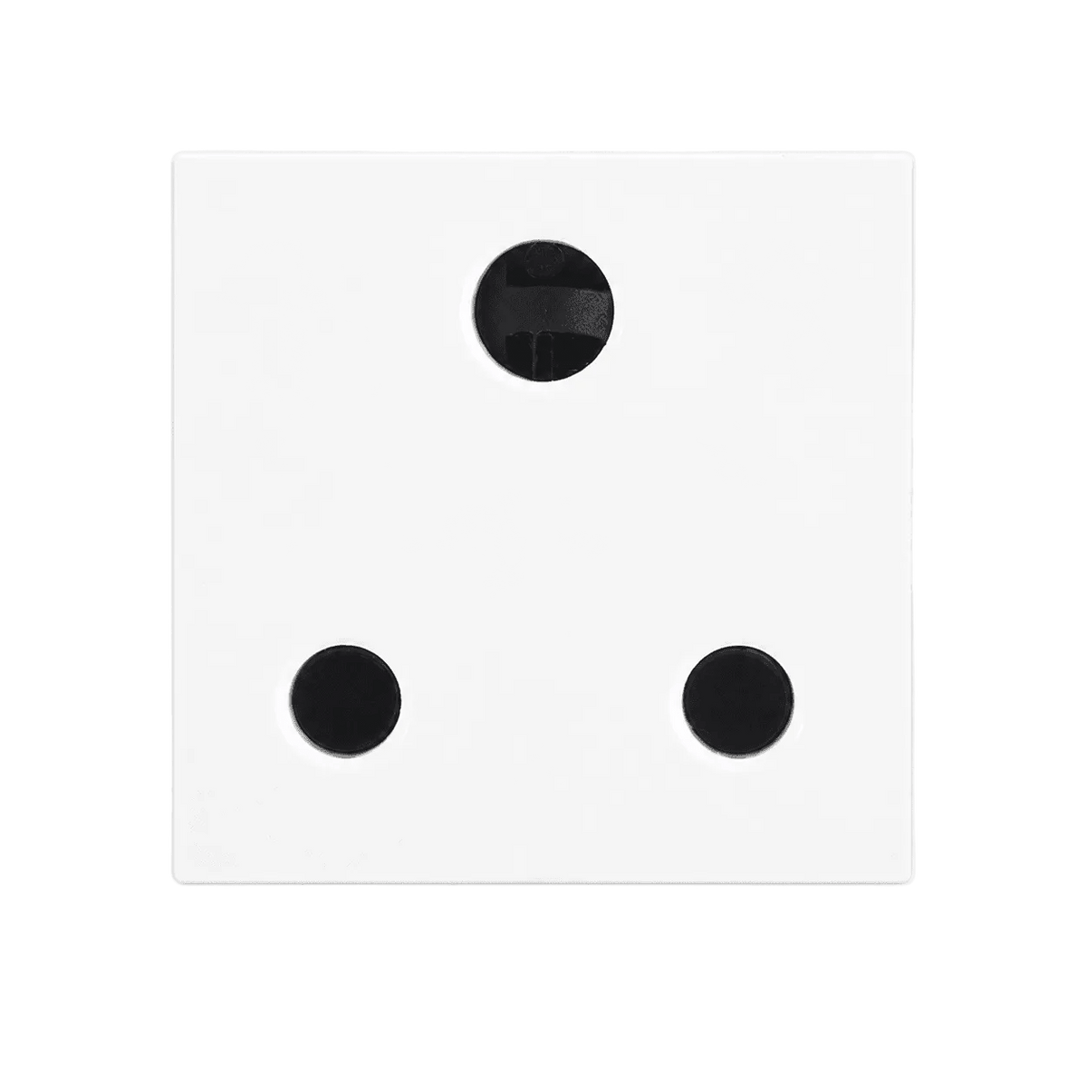 White square socket module with three black circular openings, featuring a smooth finish.