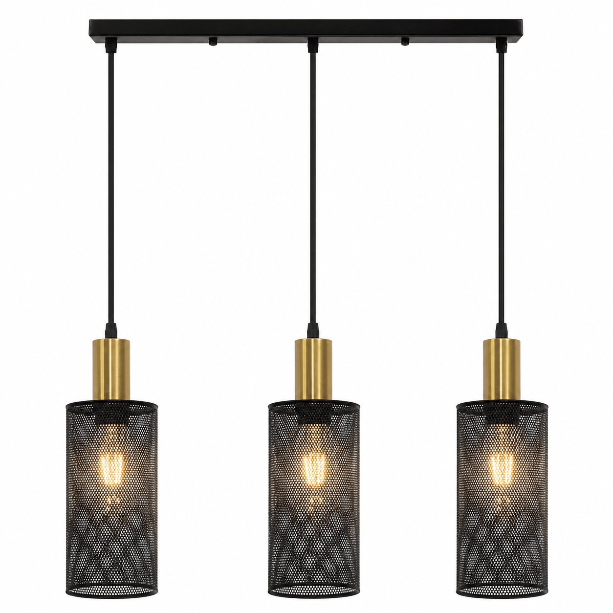 Chaluma Trio Black & Gold Mesh Pendant Light