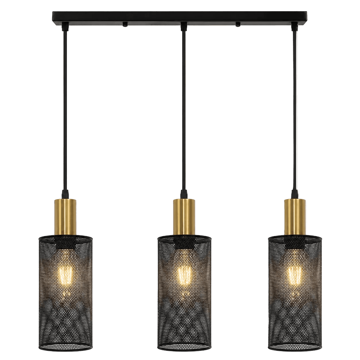 Chaluma Trio Black & Gold Mesh Pendant Light