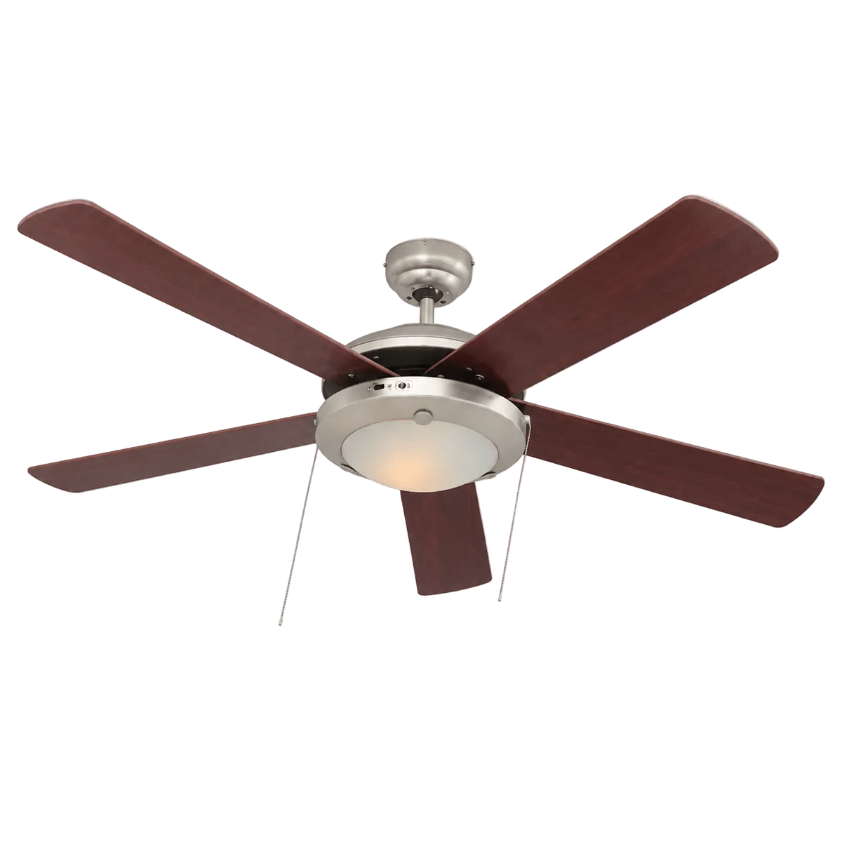 Comet Ceiling Fan 5 Blades Satin Chrome with Cherry Wood