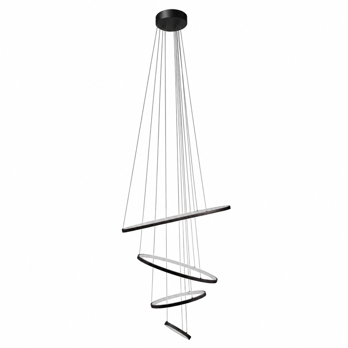 Black Mega Ribbon LED Pendant Light - 4 Ring