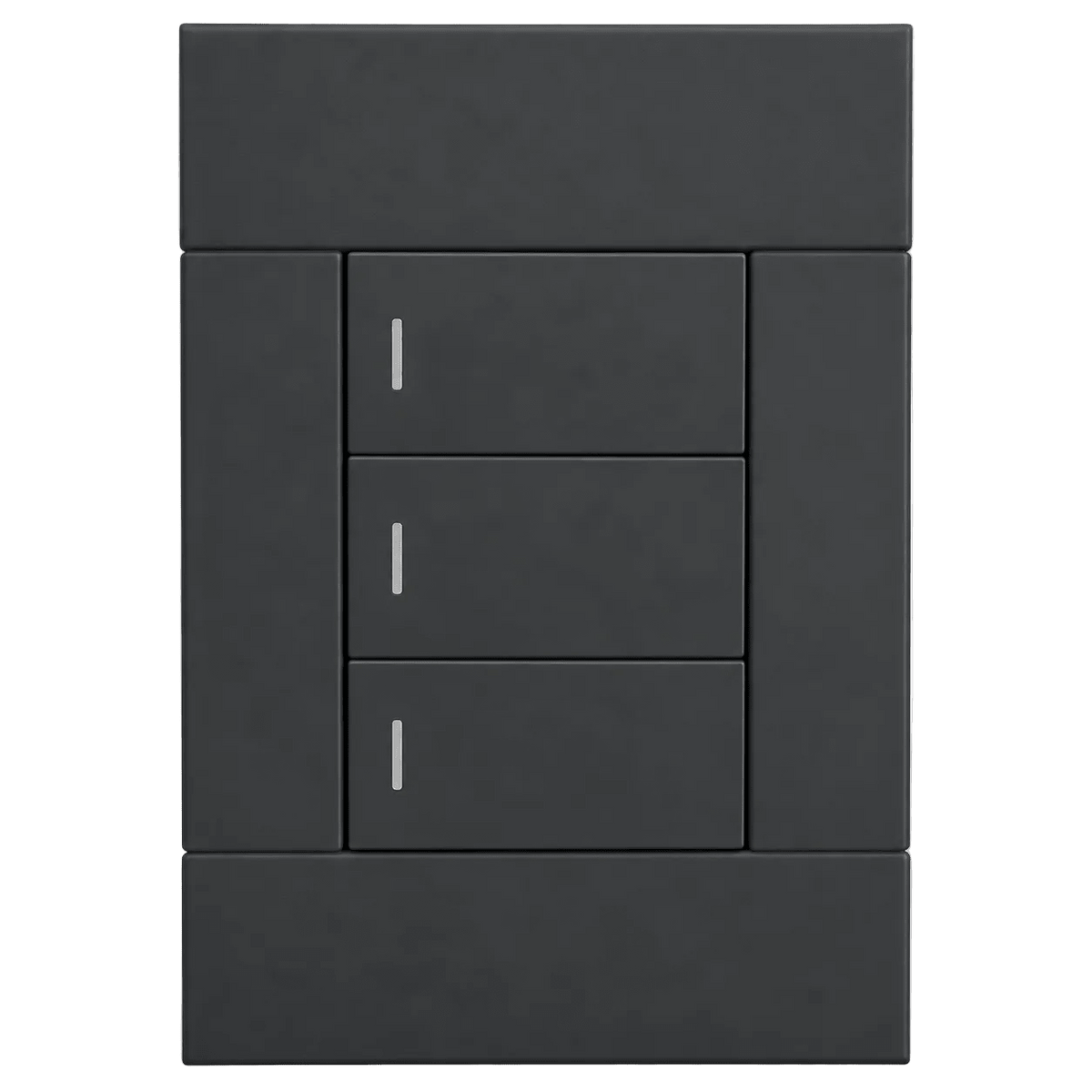 Veti 2 - Charcoal Three Lever Wall Switch - 1 Way