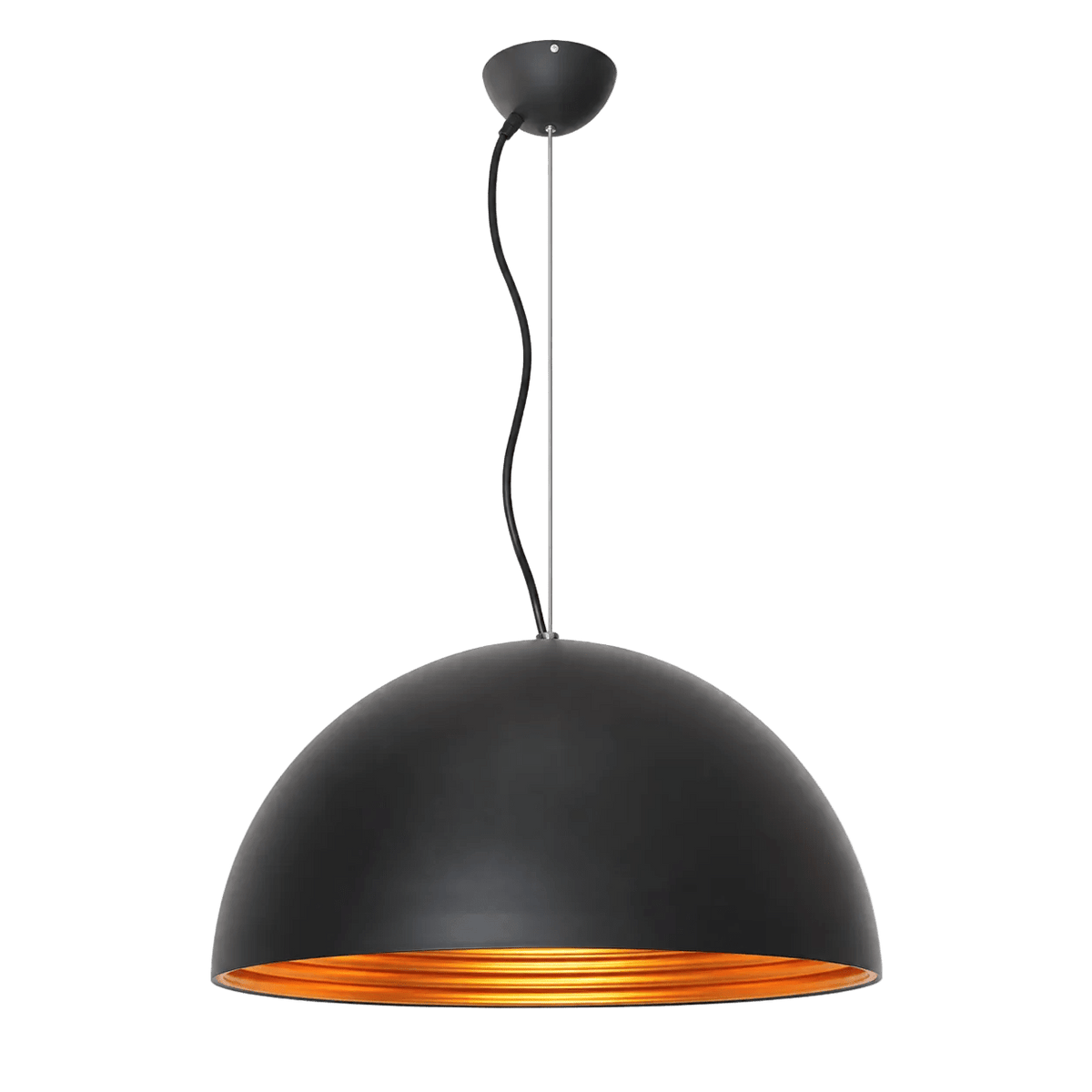 Large Dome Black & Gold Pendant Light