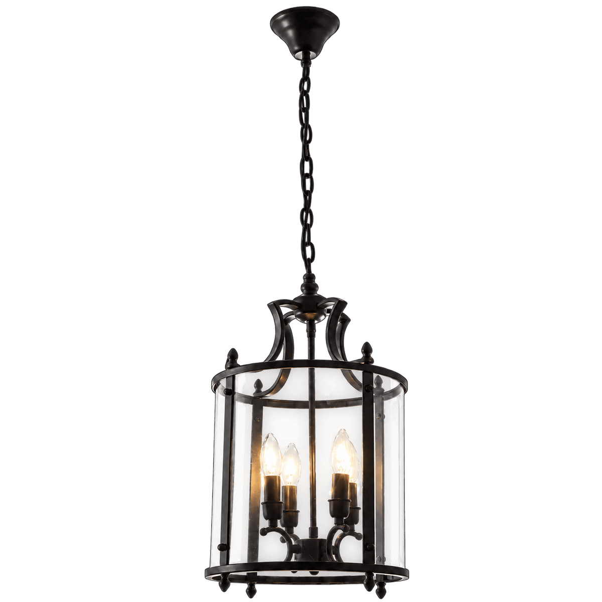 Olivia Pendant Light in Matt Black Metal with Clear Glass