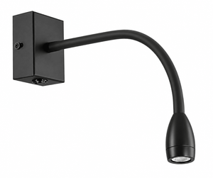 LED Wall Light -Black 1W Goose Neck Reading Light