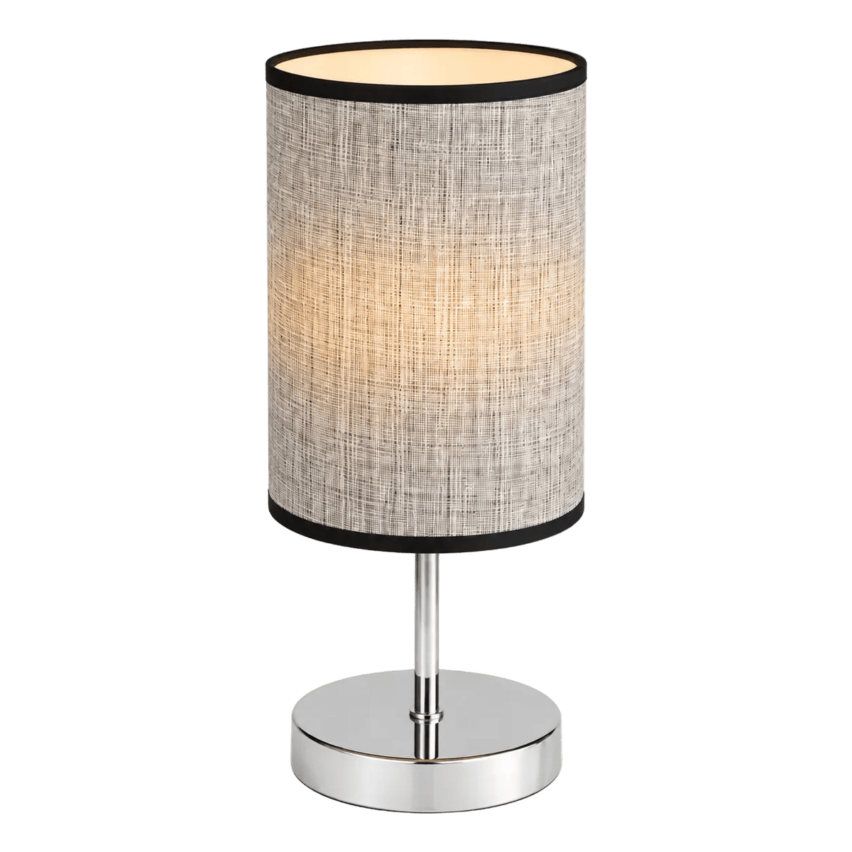Polished Chrome Table Lamp with Dark Brown Fabric Shade