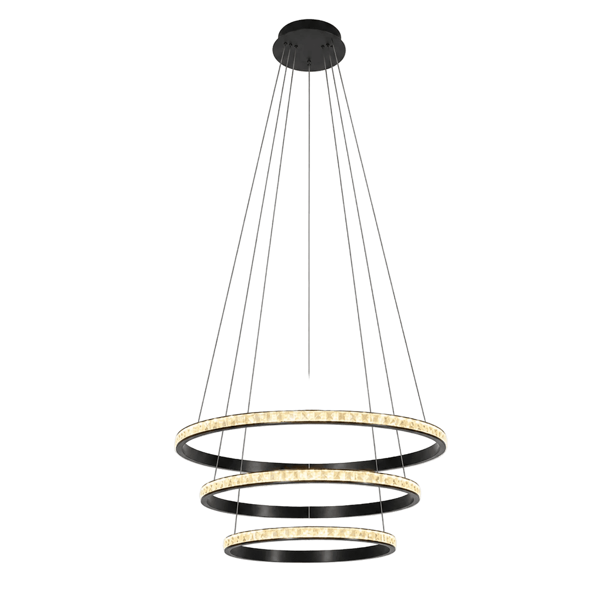 Black LED Pendant Light Crystal Rings