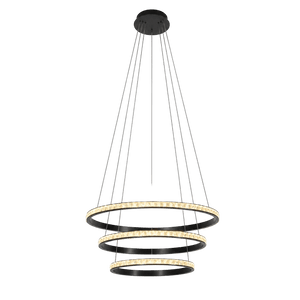 Black LED Pendant Light Crystal Rings