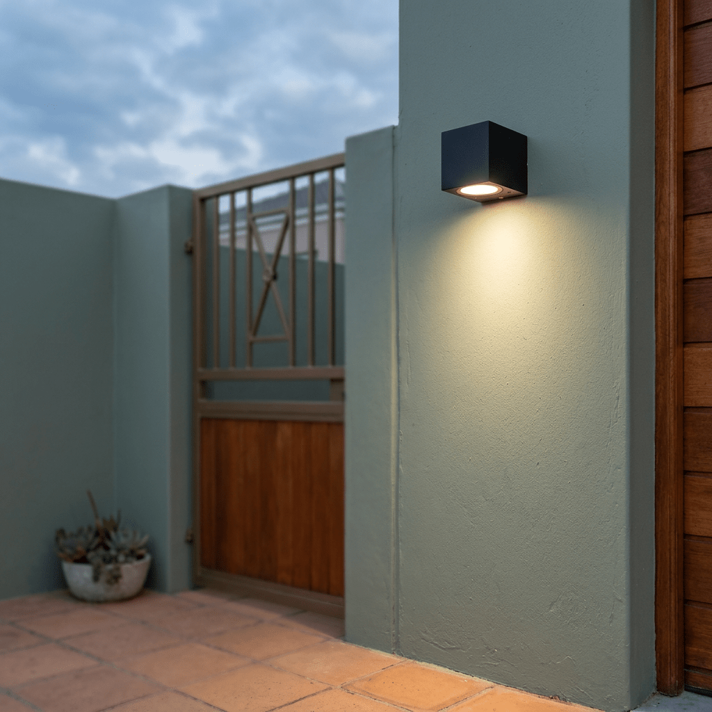 Matt Black Outdoor Wall Light IP44 Square Design