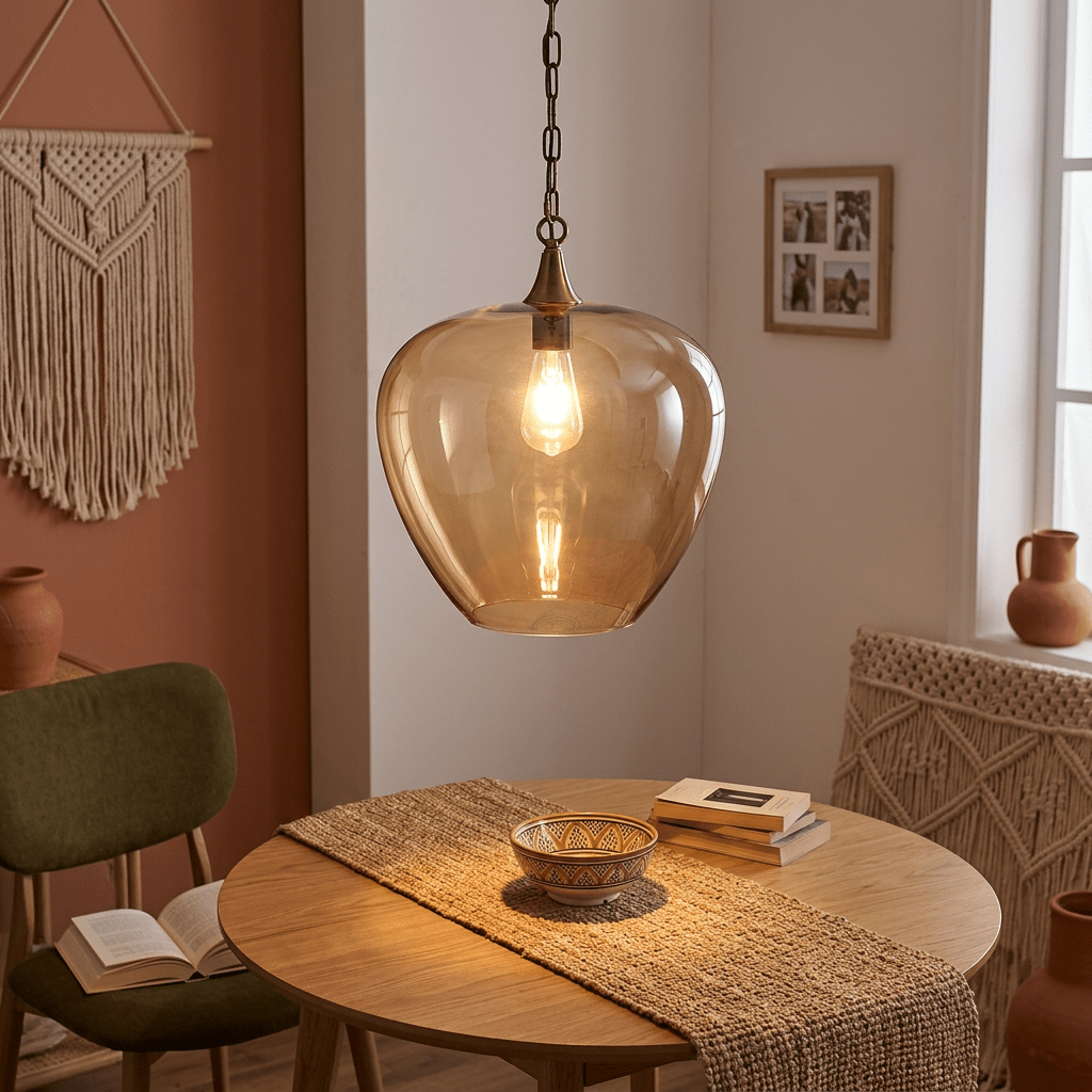 Large Amber Apple Pendant Light