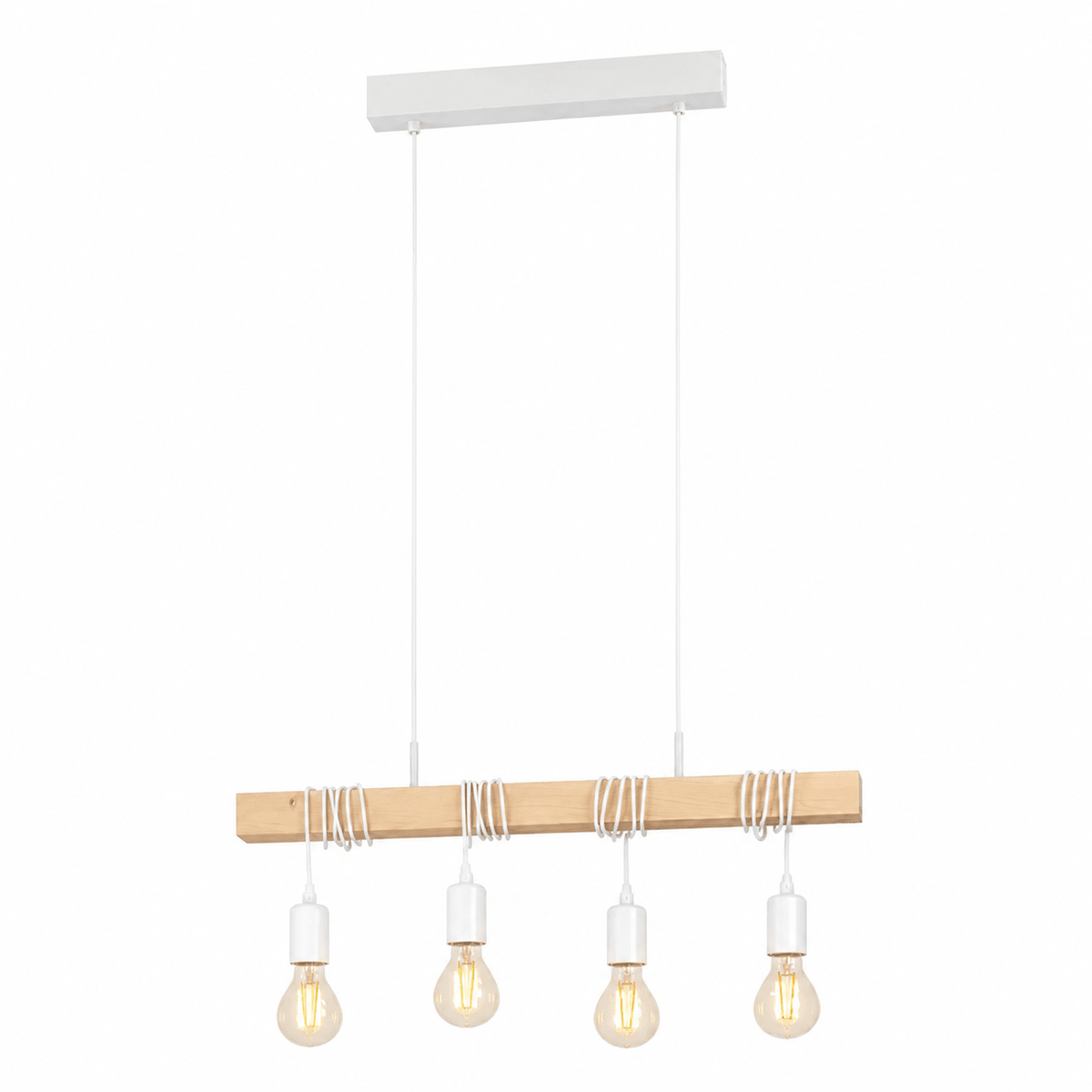 Townshend 4 White & Wood Pendant Light