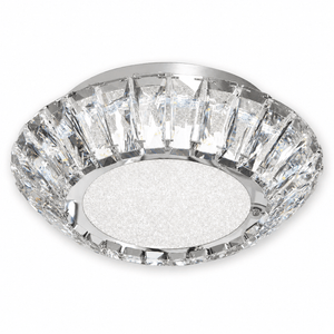 Flush ceiling light featuring a sunflower-inspired design with K9 crystal detailing and chrome finish.