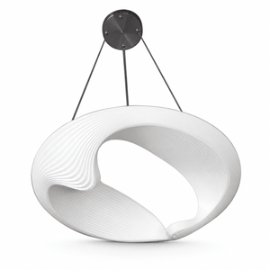 We Come In Peace LED pendant light featuring a modern, minimal design with a sleek, white finish.