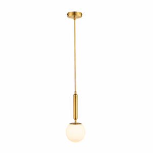 Fizz Pop Small Frosted White Glass & Antique Brass Pendant