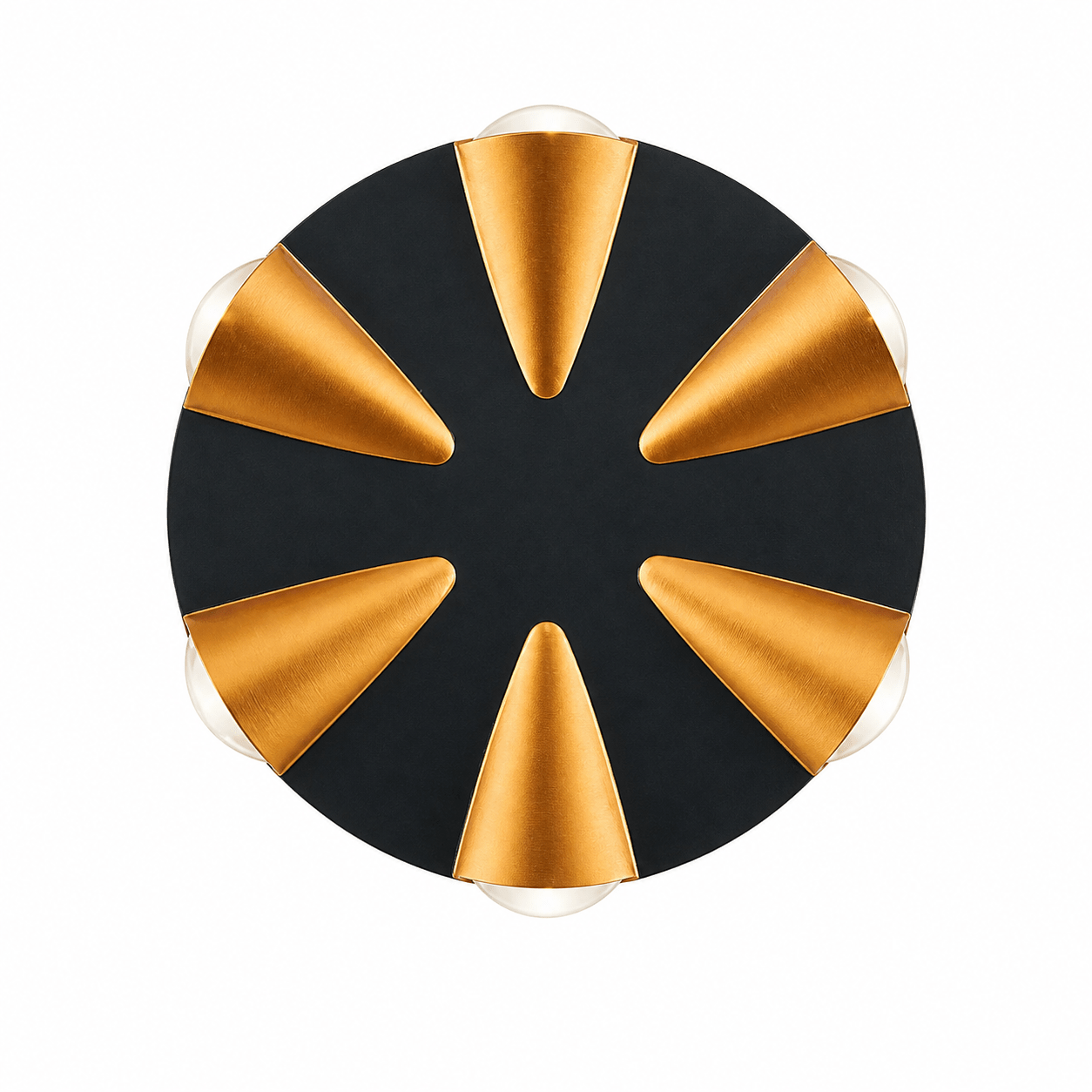 Top view of the Louis 6 Light Up & Down Wall Light featuring a sleek design with gold accents and clear bulbs.