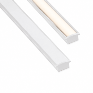 White A4 aluminum LED extrusion with frosted cover, showcasing two profiles side by side.