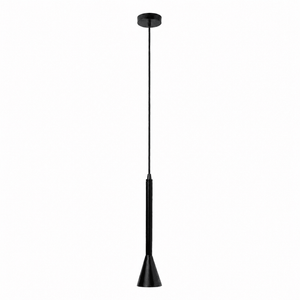 Torre Medium GU10 Flute Pendant in black, featuring a sleek, modern design with a slim profile and conical base.