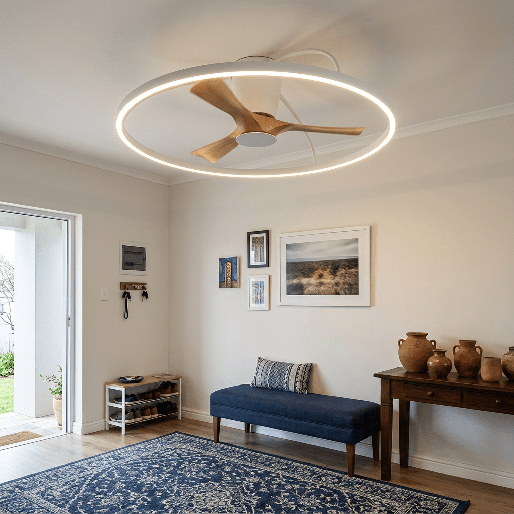 Modern White & Wood 100cm LED Ceiling Fan