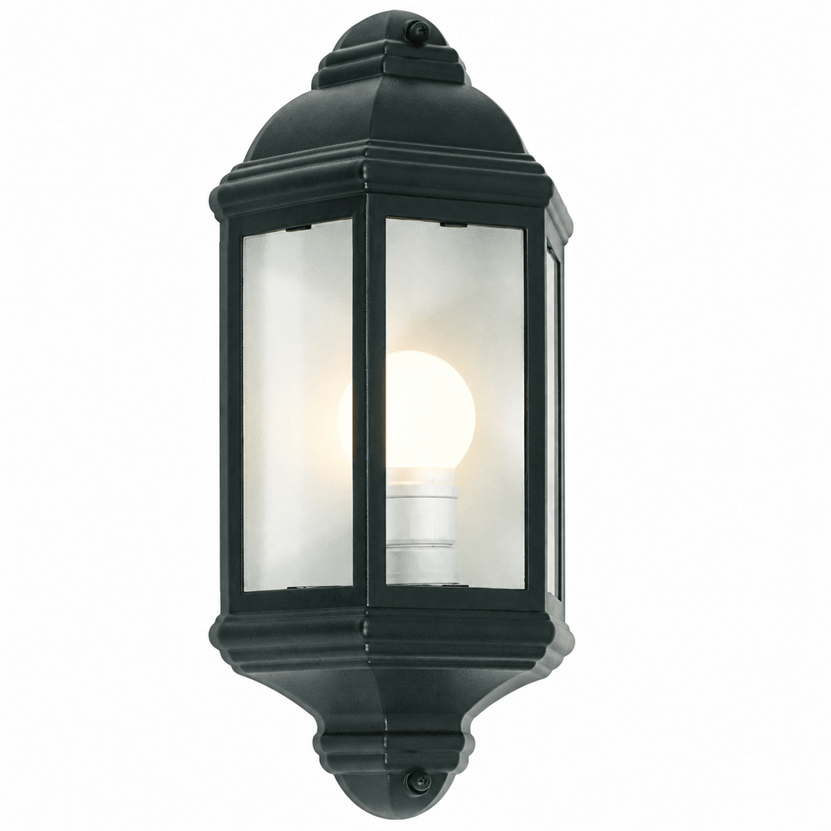 Black 3 Panel Outdoor Wall Lantern