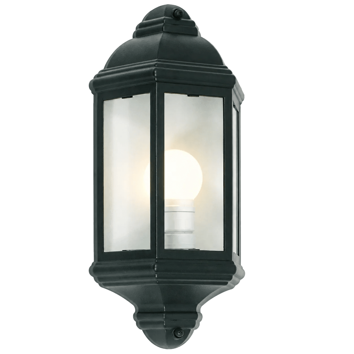 Black 3 Panel Outdoor Wall Lantern