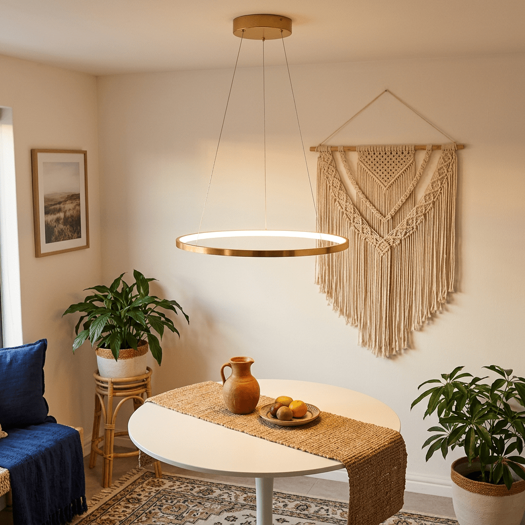 LED 80cm Single Ribbon Pendant - Gold