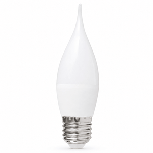 5W Cool White LED flame bulb with a slender decorative shape and E27 base.