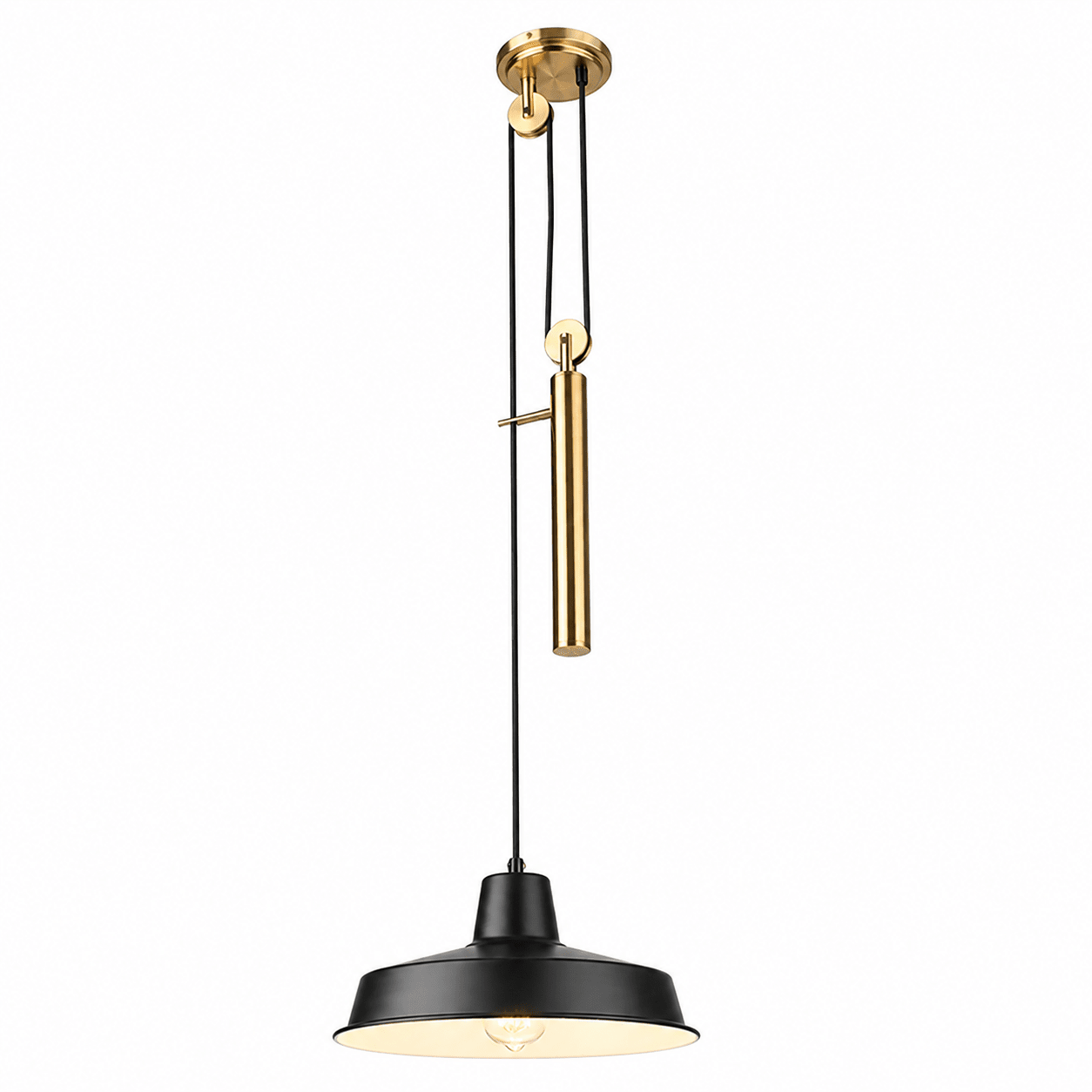 Coleford Black & Brass Pulley Pendant Light