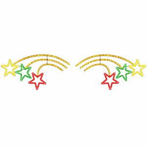 LED Christmas lights featuring a star banner motif with colorful stars in red, green, and yellow.