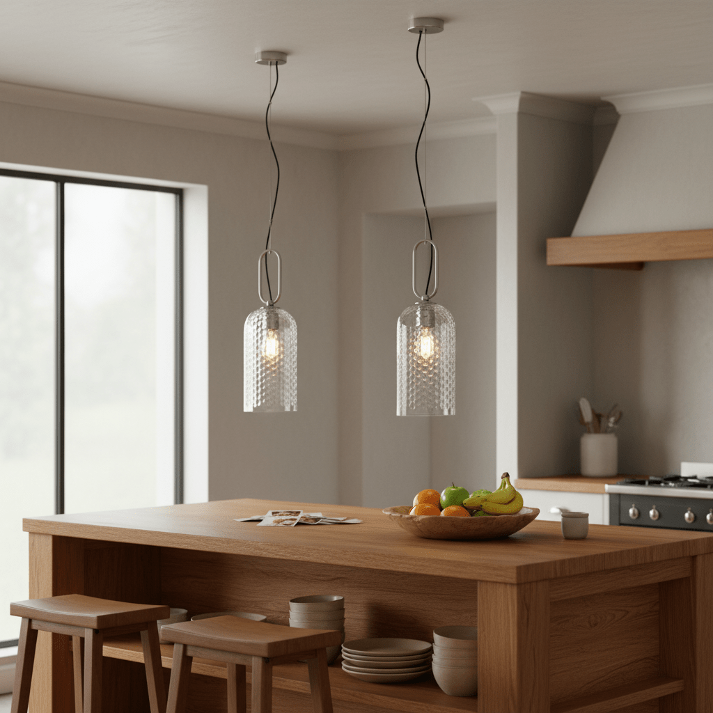 Clear Glass & Satin Nickel Acrylic CPendant Light