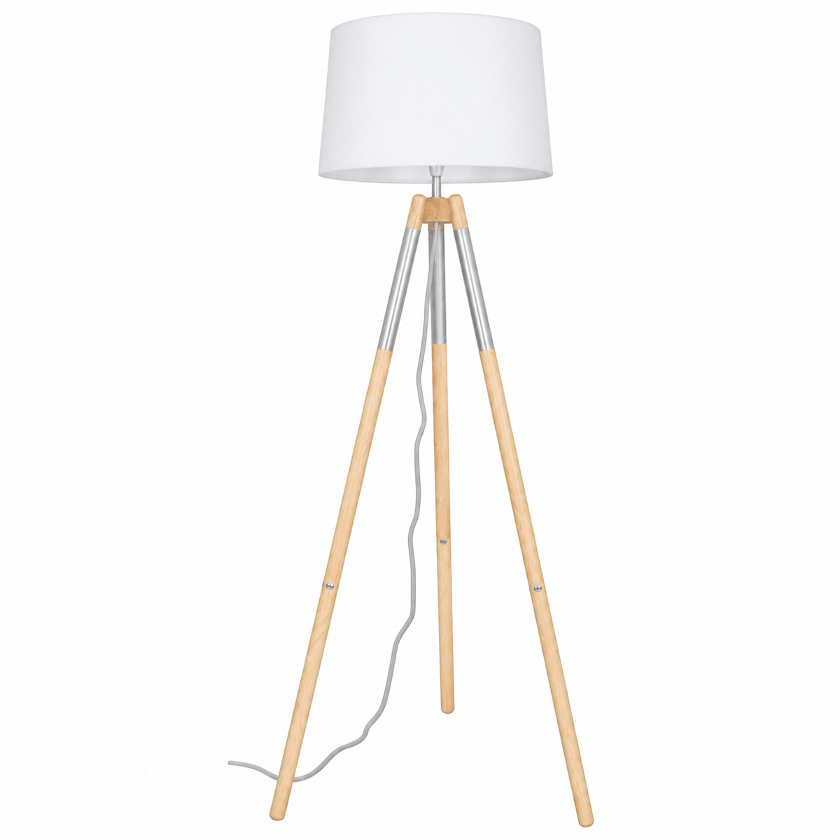 Wood & Chrome Floor Lamp with White Shade - additional product image