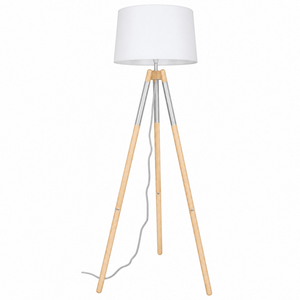 Wood & Chrome Floor Lamp with White Shade - additional product image