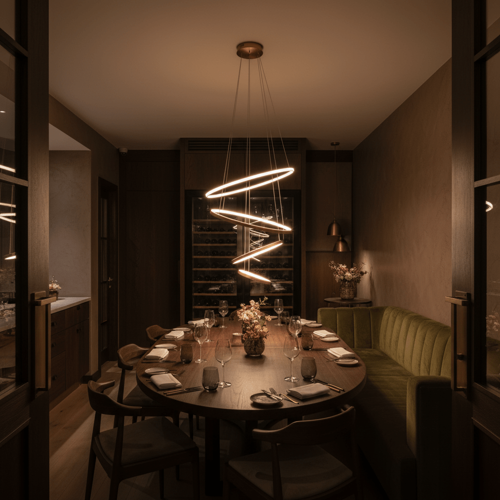 Gold Mega Ribbon LED Pendant Light - 4 Ring - additional product image
