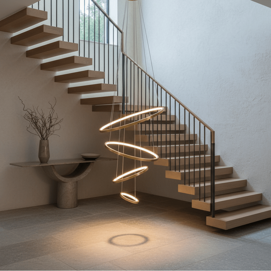 Gold Mega Ribbon LED Pendant Light - 4 Ring - additional product image