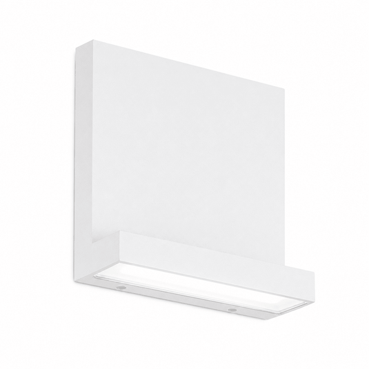Pace White LED Wall Light with a clean white face and frosted glass diffuser, mounted on a wall.
