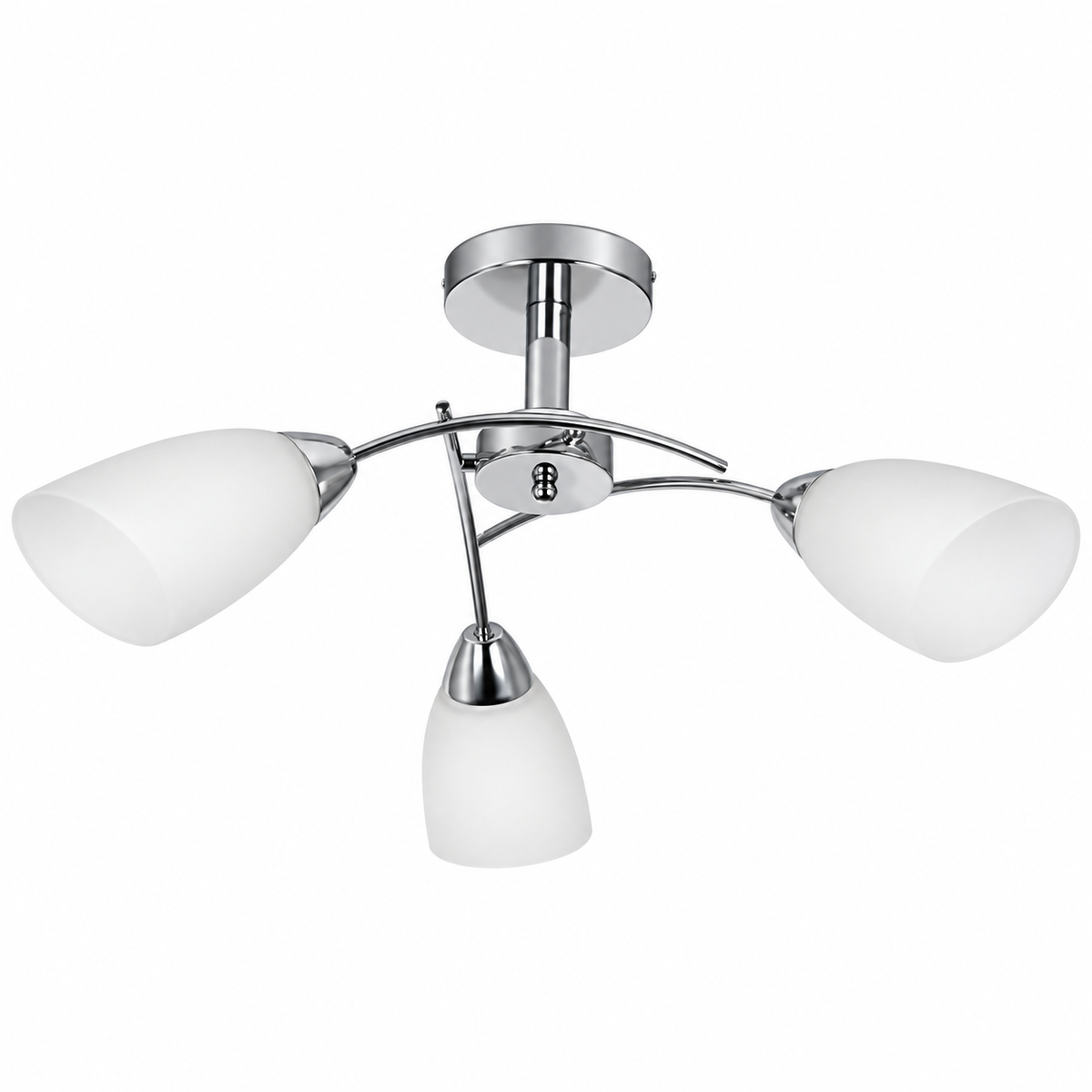 3 Light Polished Chrome Ceiling Fitting with White Glass