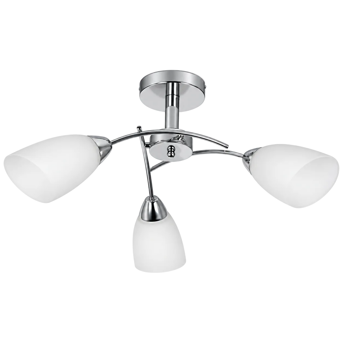 3 Light Polished Chrome Ceiling Fitting with White Glass