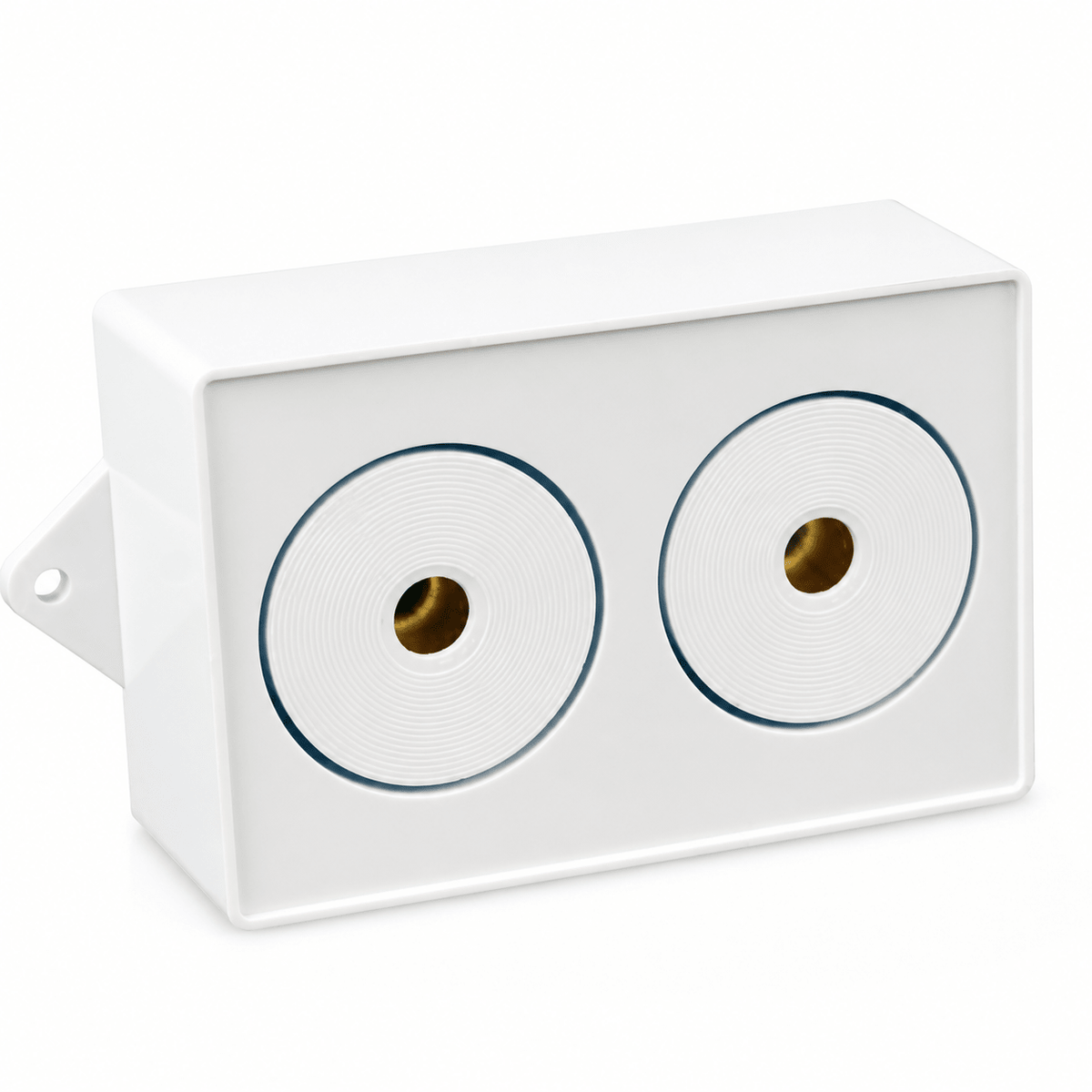 Compact 12V alarm siren with dual sound outputs, designed for indoor use.