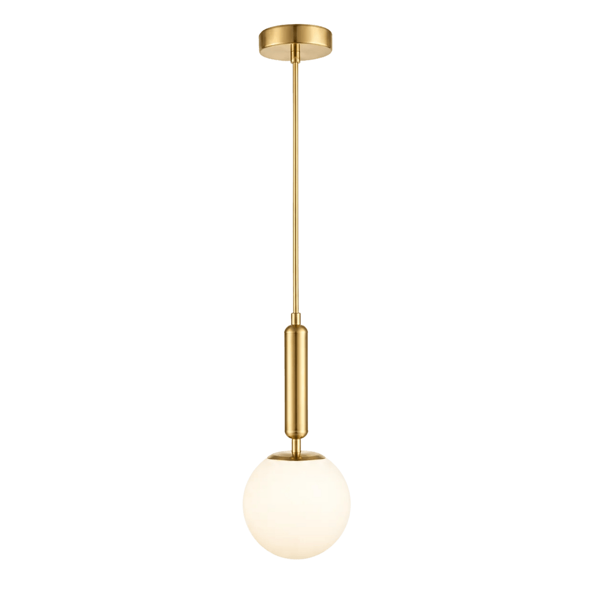 Fizz Pop Medium Frosted White Glass & Antique Brass Pendant