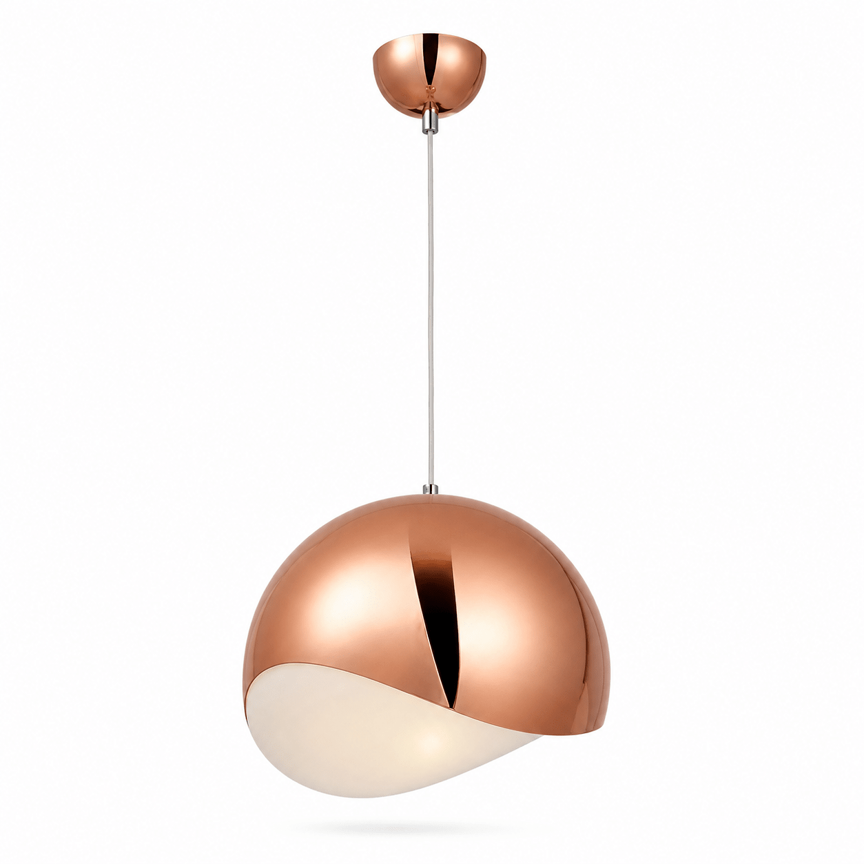 Maria Rose Gold Pendant Light featuring a sculpted wave silhouette and warm finish, suspended from the ceiling.