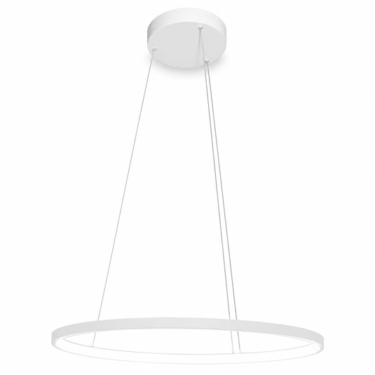 29W warm white 80cm white ring pendant light hanging from a ceiling with a sleek design.