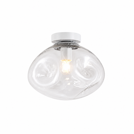 Large Glass Molten Ceiling Light – Clear Glass and White